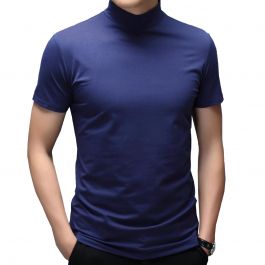 iEFiEL Mens Mock Neck Short Sleeve T-shirt Fashion Casual Solid Color ...