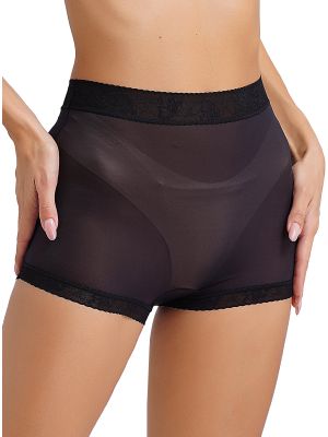 Womens Lace Trims See-Through Boyshorts Underwear